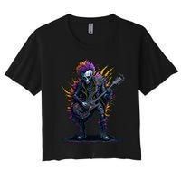 Punk rock n roll skeleton Women's Crop Top Tee