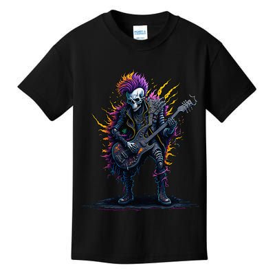 Punk rock n roll skeleton Kids T-Shirt