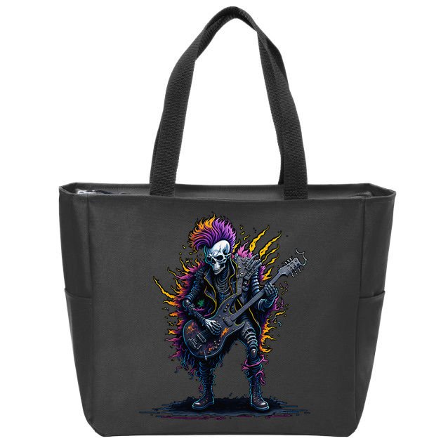 Punk rock n roll skeleton Zip Tote Bag