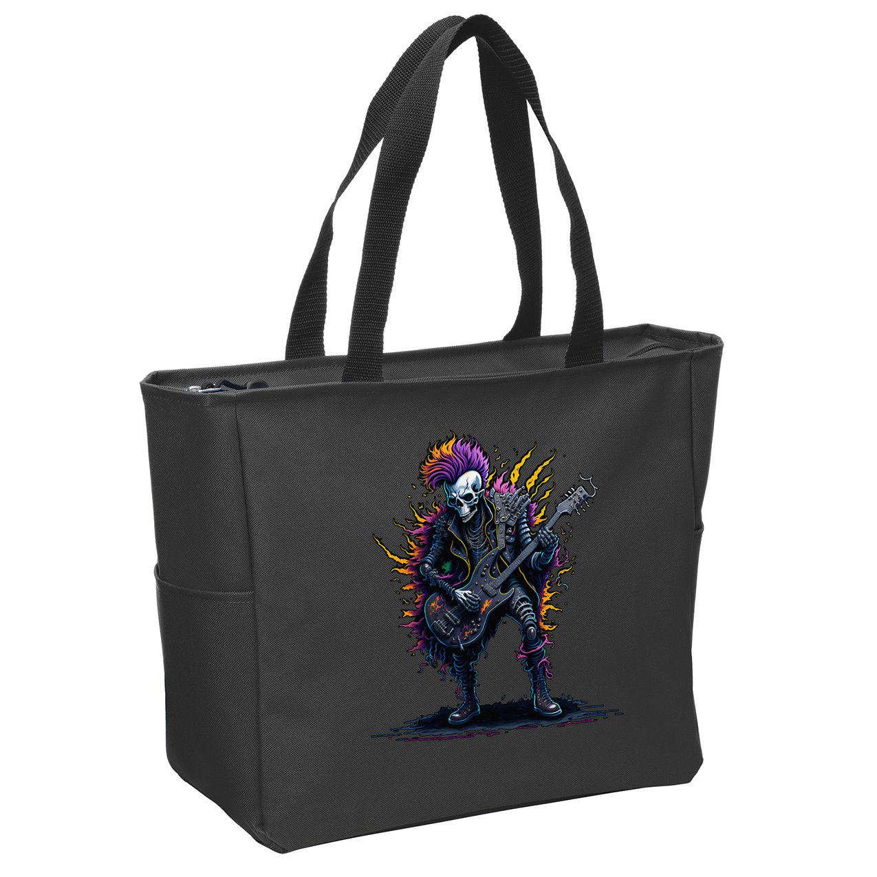Punk rock n roll skeleton Zip Tote Bag