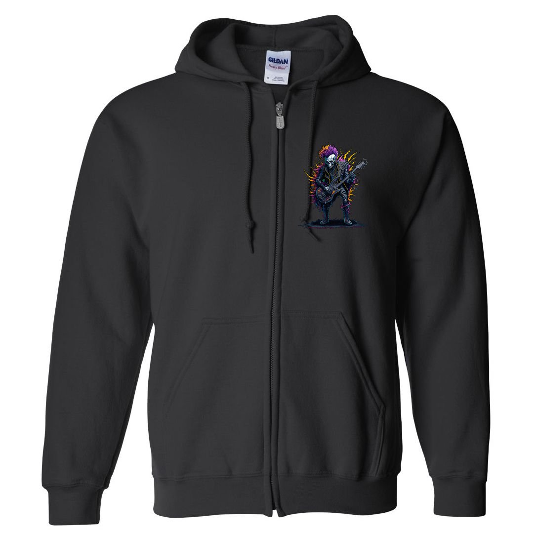 Punk rock n roll skeleton Full Zip Hoodie