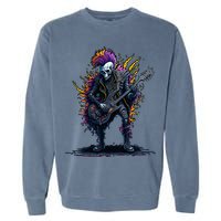 Punk rock n roll skeleton Garment-Dyed Sweatshirt