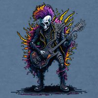 Punk rock n roll skeleton Garment-Dyed Sweatshirt