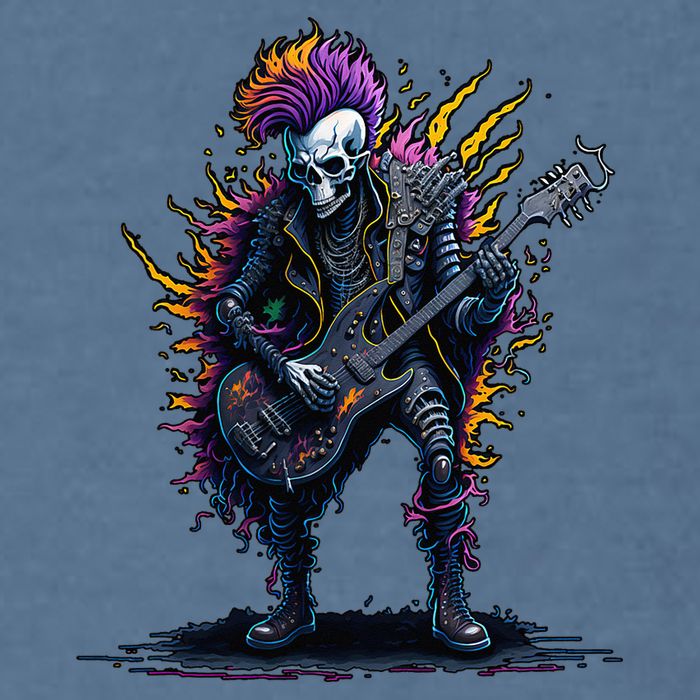 Punk rock n roll skeleton Garment-Dyed Sweatshirt