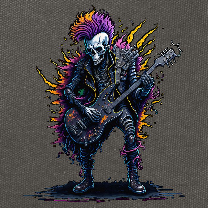 Punk rock n roll skeleton Cotton Canvas Backpack