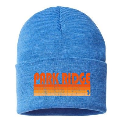 Park Ridge New Jersey Retro 80s Style Gift Sustainable Knit Beanie