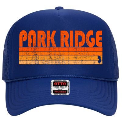 Park Ridge New Jersey Retro 80s Style Gift High Crown Mesh Back Trucker Hat