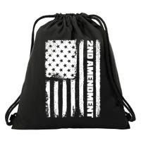 Pro 2nd Amendment American Flag Drawstring Bag