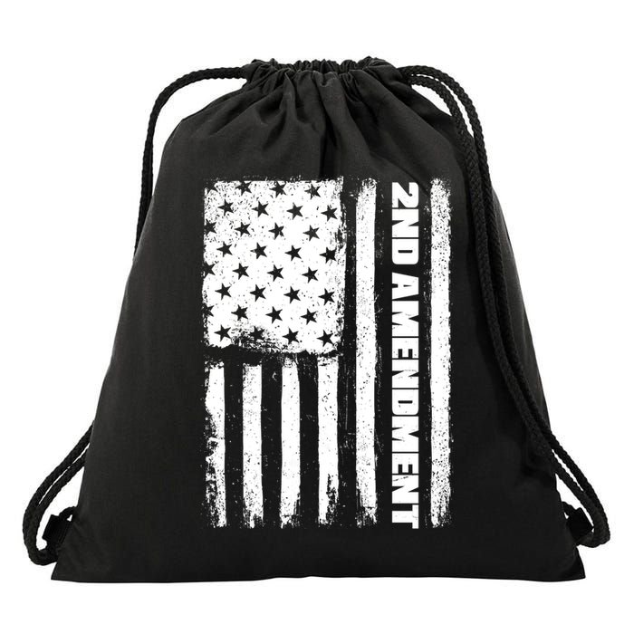 Pro 2nd Amendment American Flag Drawstring Bag