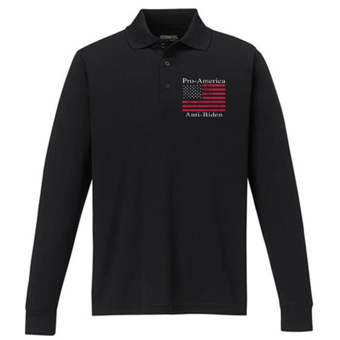 Pro-America Anti-Biden Performance Long Sleeve Polo