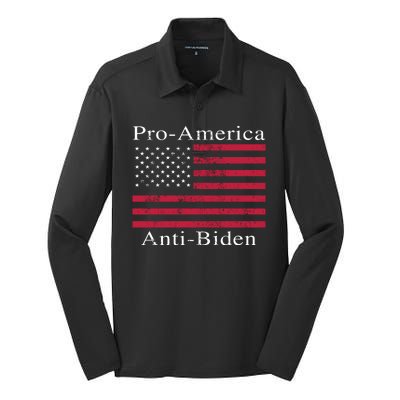 Pro-America Anti-Biden Silk Touch Performance Long Sleeve Polo