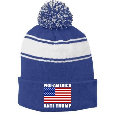 Pro America Anti Trump Stripe Pom Pom Beanie