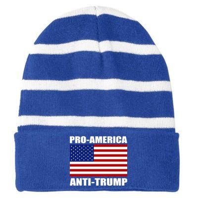 Pro America Anti Trump Striped Beanie with Solid Band