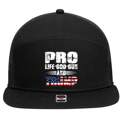 Pro Life God Gun And Trump 7 Panel Mesh Trucker Snapback Hat
