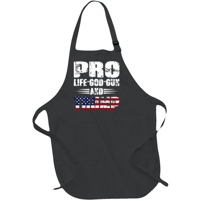 Pro Life God Gun And Trump Full-Length Apron With Pockets