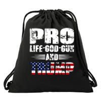 Pro Life God Gun And Trump Drawstring Bag