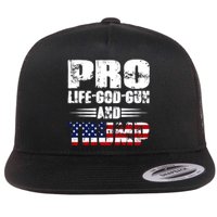 Pro Life God Gun And Trump Flat Bill Trucker Hat