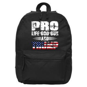 Pro Life God Gun And Trump 16 in Basic Backpack