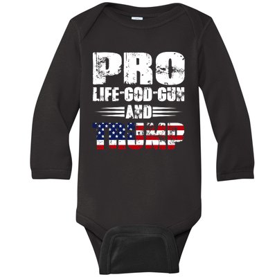 Pro Life God Gun And Trump Baby Long Sleeve Bodysuit