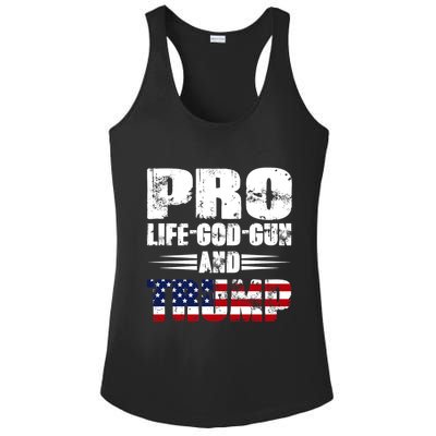 Pro Life God Gun And Trump Ladies PosiCharge Competitor Racerback Tank