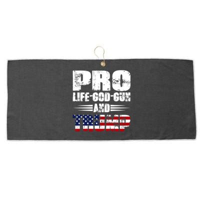 Pro Life God Gun And Trump Large Microfiber Waffle Golf Towel