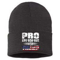 Pro Life God Gun And Trump Sustainable Knit Beanie