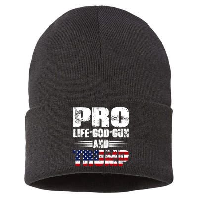 Pro Life God Gun And Trump Sustainable Knit Beanie