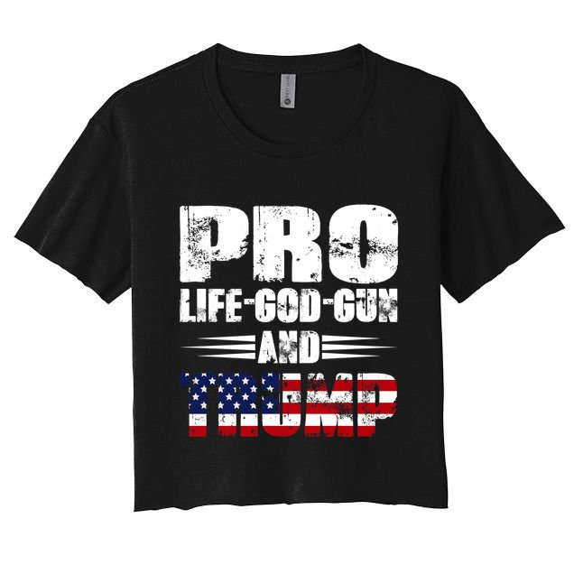 Pro Life God Gun And Trump Crop Top