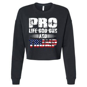 Pro Life God Gun And Trump Cropped Pullover Crew