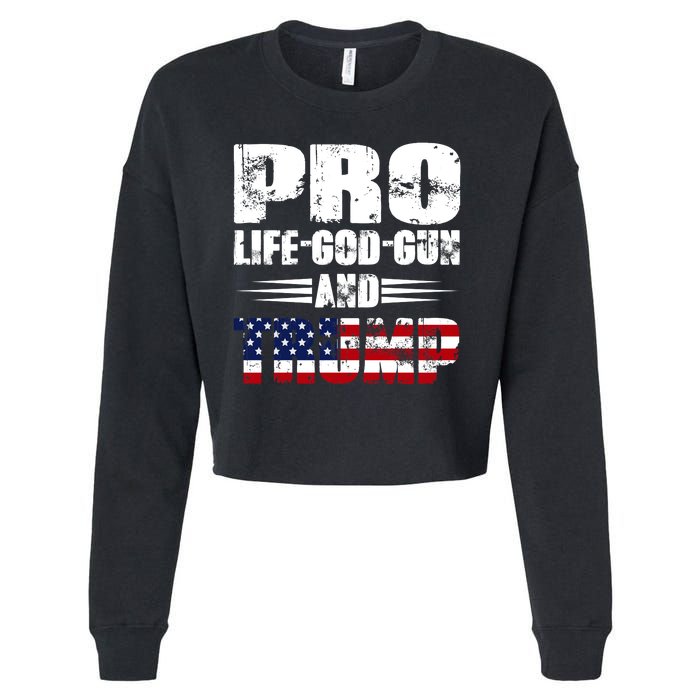 Pro Life God Gun And Trump Cropped Pullover Crew