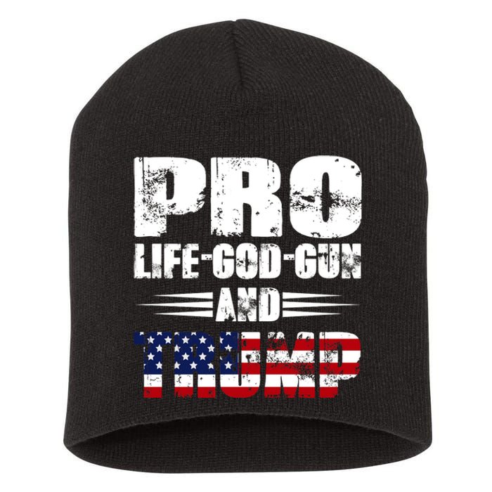 Pro Life God Gun And Trump Short Acrylic Beanie