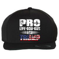 Pro Life God Gun And Trump Wool Snapback Cap