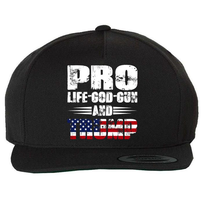 Pro Life God Gun And Trump Wool Snapback Cap