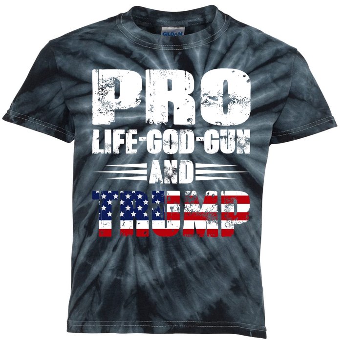 Pro Life God Gun And Trump Kids Tie-Dye T-Shirt