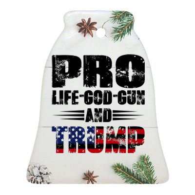 Pro Life God Gun And Trump Ceramic Bell Ornament