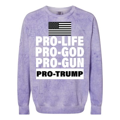 Pro-Life Pro-God Pro-Gun Pro-Trump Colorblast Crewneck Sweatshirt