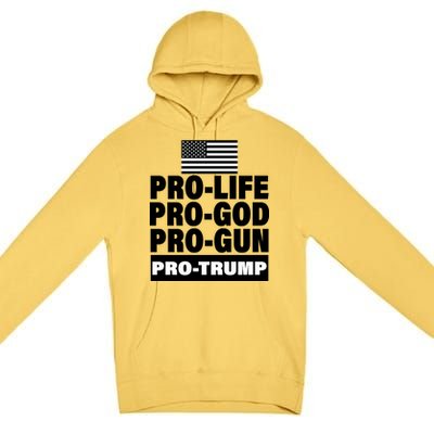 Pro-Life Pro-God Pro-Gun Pro-Trump Premium Pullover Hoodie