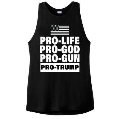 Pro-Life Pro-God Pro-Gun Pro-Trump Ladies PosiCharge Tri-Blend Wicking Tank