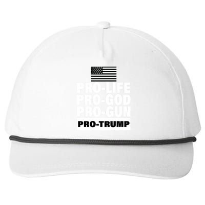 Pro-Life Pro-God Pro-Gun Pro-Trump Snapback Five-Panel Rope Hat