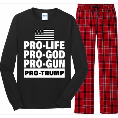 Pro-Life Pro-God Pro-Gun Pro-Trump Long Sleeve Pajama Set