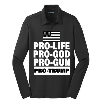 Pro-Life Pro-God Pro-Gun Pro-Trump Silk Touch Performance Long Sleeve Polo