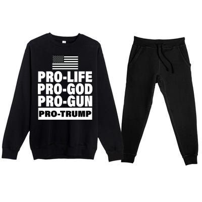 Pro-Life Pro-God Pro-Gun Pro-Trump Premium Crewneck Sweatsuit Set