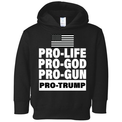 Pro-Life Pro-God Pro-Gun Pro-Trump Toddler Hoodie