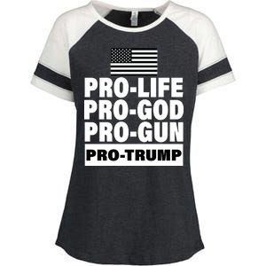 Pro-Life Pro-God Pro-Gun Pro-Trump Enza Ladies Jersey Colorblock Tee