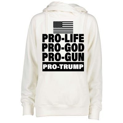 Pro-Life Pro-God Pro-Gun Pro-Trump Womens Funnel Neck Pullover Hood