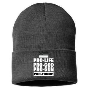 Pro-Life Pro-God Pro-Gun Pro-Trump Sustainable Knit Beanie