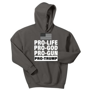 Pro-Life Pro-God Pro-Gun Pro-Trump Kids Hoodie