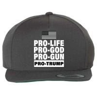 Pro-Life Pro-God Pro-Gun Pro-Trump Wool Snapback Cap