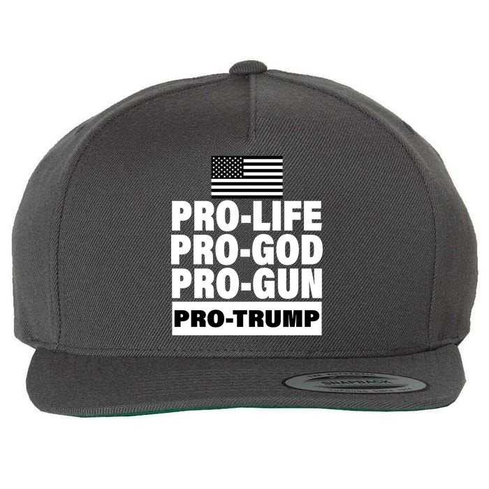 Pro-Life Pro-God Pro-Gun Pro-Trump Wool Snapback Cap