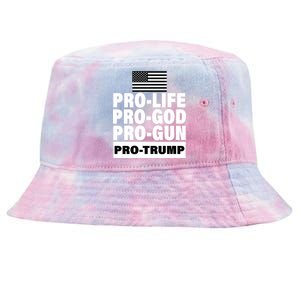 Pro-Life Pro-God Pro-Gun Pro-Trump Tie-Dyed Bucket Hat